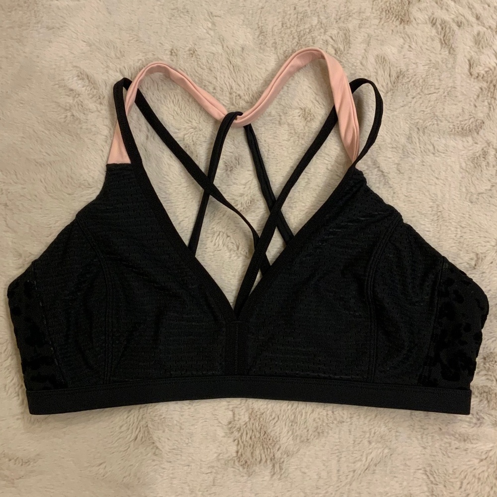 Lole Black Pink L Sportsbra Active Sporty Tennis Pickleball Golf Resort Travel